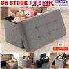 Linen Folding Storage Ottoman Bench Seat Blanket Toy Button Chest Box Seater UK