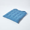 Dining Chair Seat Pads 100% Cotton Square Thick Booster Cushion Plain with Strap