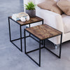 Industrial Nest of Tables Set of 2 Coffee Side End Table Living Room Furniture