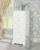 Romance Tallboy. White narrow chest with 5 drawers and crystal handles.ASSEMB