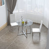 Tempered Glass Round Table 2/4x Kitchen PU Chairs High Back Metal Frame Dining