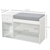 Shoe Storage Bench w/ Drawer 3 Compartments Cushion Home Boots Multifunction
