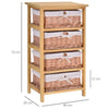 Drawer Wicker Basket Storage Shelf Unit Wooden Frame Home Organisation Natural