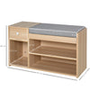 Shoe Storage Bench w/ Drawer 3 Compartments Cushion Home Boots Multifunction