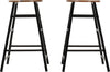 ATHENS 2X BREAKFAST PAIR OF BAR STOOLS SEAT HIGH CHAIR ACACIA & CONCRETE EFFECT