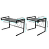 2-Tier Carbon Steel Microwave Oven Rack Stand Kitchen Storage Corner Shelf UK
