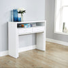 REGIS EXTENDING CONSOLE TABLE STUDY COMPUTER DESK 2 DRAWERS RETRACTABLE SHELF