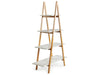 Stylish Bamboo Ladder 4 Tier Shelf Unit Bookcase Living Room Storage Marble