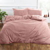 Washed Linen Duvet Cover with Pillowcase Bedding Set Grey Ochre Blush