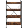 Bookcase | 4 Shelves Ladder Standing Wall Unit Oak Wooden Corner Storage Shelf