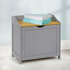 Grey/Bamboo Wooden Bathroom Cabinet Shelf Cupboard Storage Unit Free Standing
