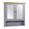 Grey/Bamboo Wooden Bathroom Cabinet Shelf Cupboard Storage Unit Free Standing