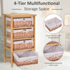 Drawer Wicker Basket Storage Shelf Unit Wooden Frame Home Organisation Natural