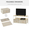TV Cabinet, TV Console Unit W/ Foldable Linen Drawers, TV Stand for Living Room