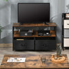 TV Cabinet, TV Console Unit W/ Foldable Linen Drawers, TV Stand for Living Room
