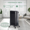 Oil Filled Radiator 6 7 9 11 Fin Electric Heater With Timer Thermostat Black UK