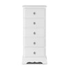 Romance Tallboy. White narrow chest with 5 drawers and crystal handles.ASSEMB