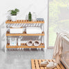 3 TIER NATURAL WOODEN BAMBOO SHOE RACKS STORAGE ORGANISER STAND SHELF UNIT