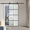 Modern 6ft Sliding Door Track Barn Door Hardware Set Kit Single Door Black