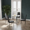 Tempered Glass Round Table 2/4x Kitchen PU Chairs High Back Metal Frame Dining