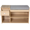 Shoe Storage Bench w/ Drawer 3 Compartments Cushion Home Boots Multifunction