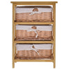 Drawer Wicker Basket Storage Shelf Unit Wooden Frame Home Organisation Natural