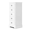 Romance Tallboy. White narrow chest with 5 drawers and crystal handles.ASSEMB