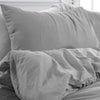 Washed Linen Duvet Cover with Pillowcase Bedding Set Grey Ochre Blush