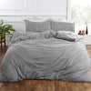 Washed Linen Duvet Cover with Pillowcase Bedding Set Grey Ochre Blush