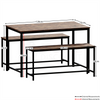 Dining Table and Chairs Bench Seat Set 4 Seater Vintage Home Kitchen Dining Room