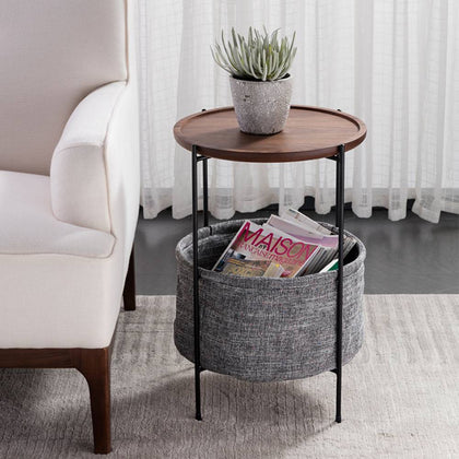 Industrial Bedside Table Round Sofa Side End Table/Nightstand Metal Frame UK