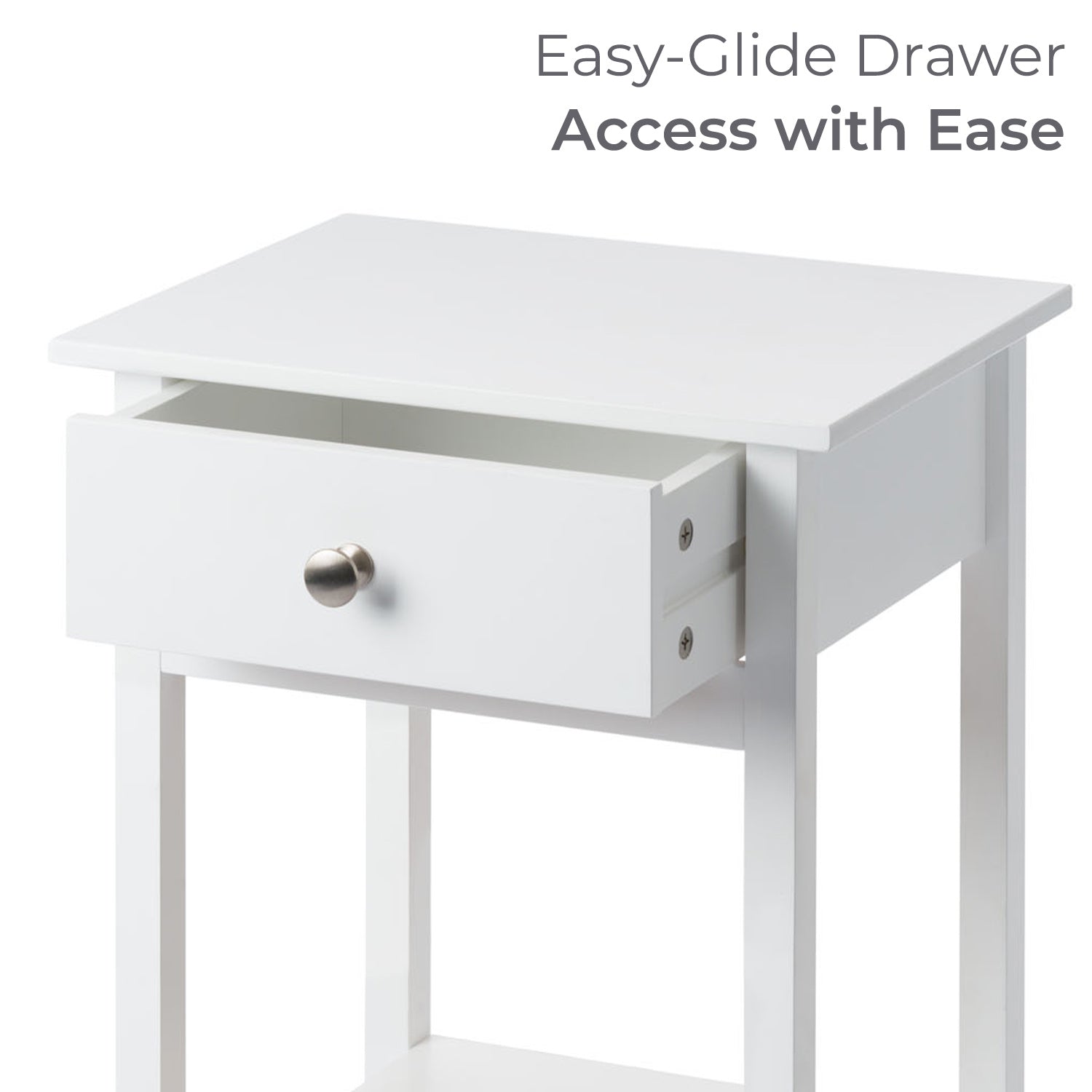 Bedside Table Pair Bedroom Cabinet Nightstand With Drawer & Shelf Christow