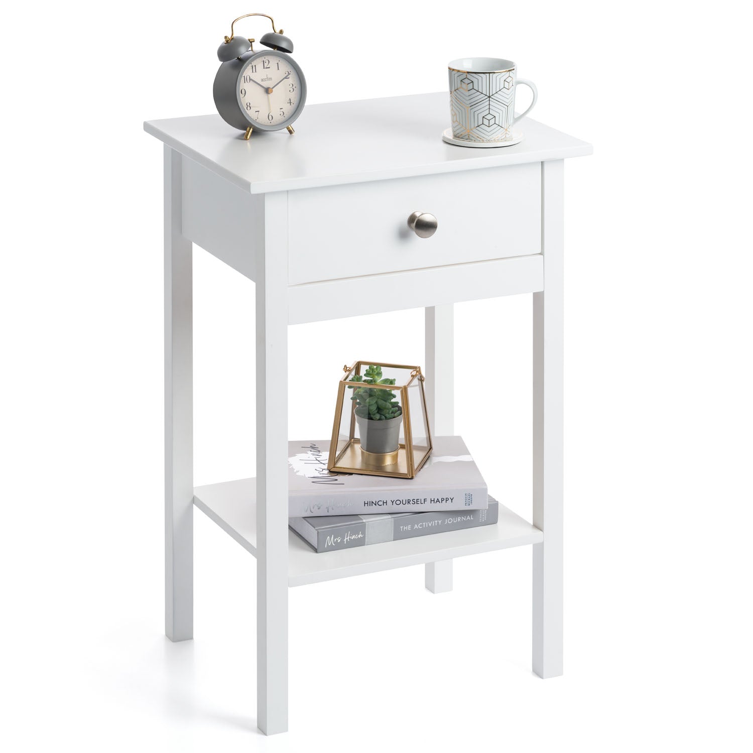 Bedside Table Bedroom Cabinet Nightstand With Drawer & Shelf Christow