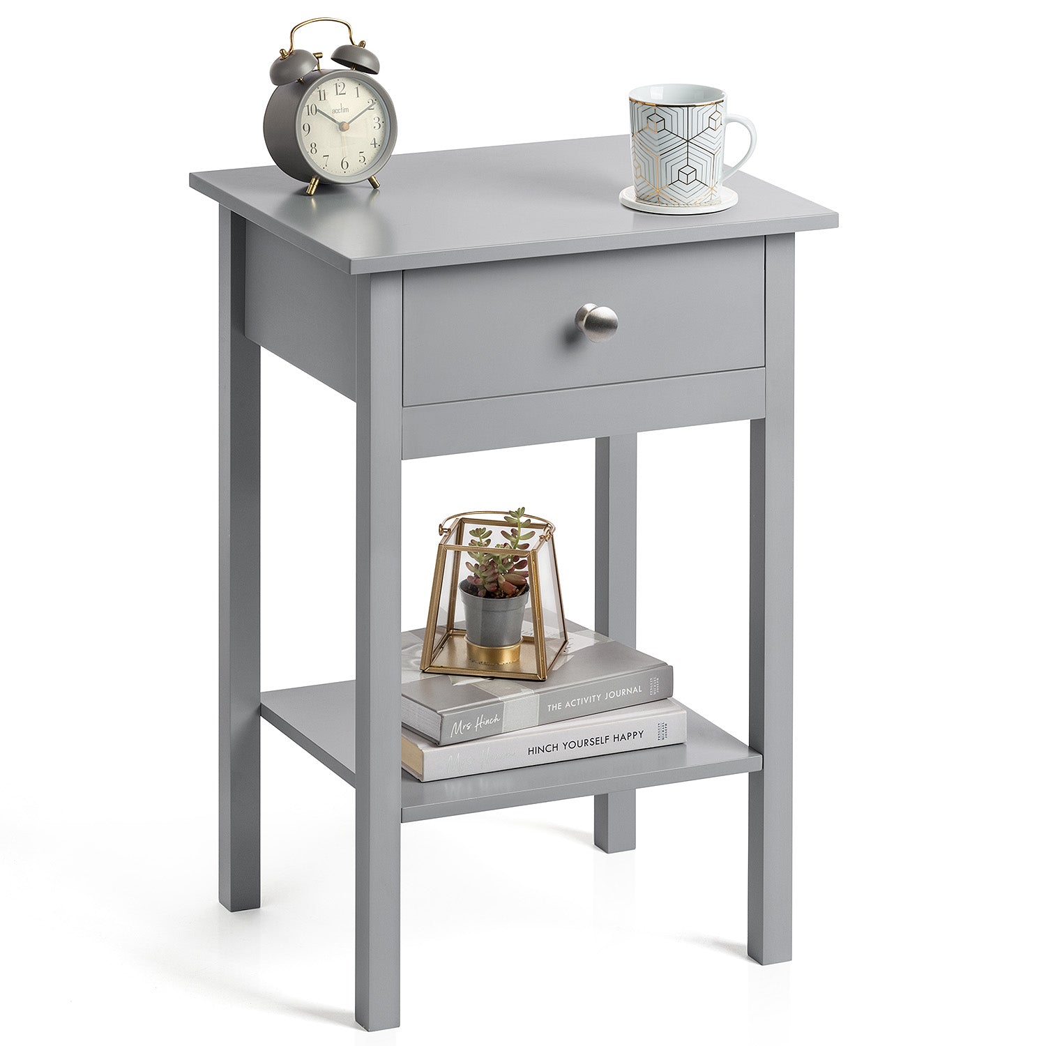Bedside Table Bedroom Cabinet Nightstand With Drawer & Shelf Christow