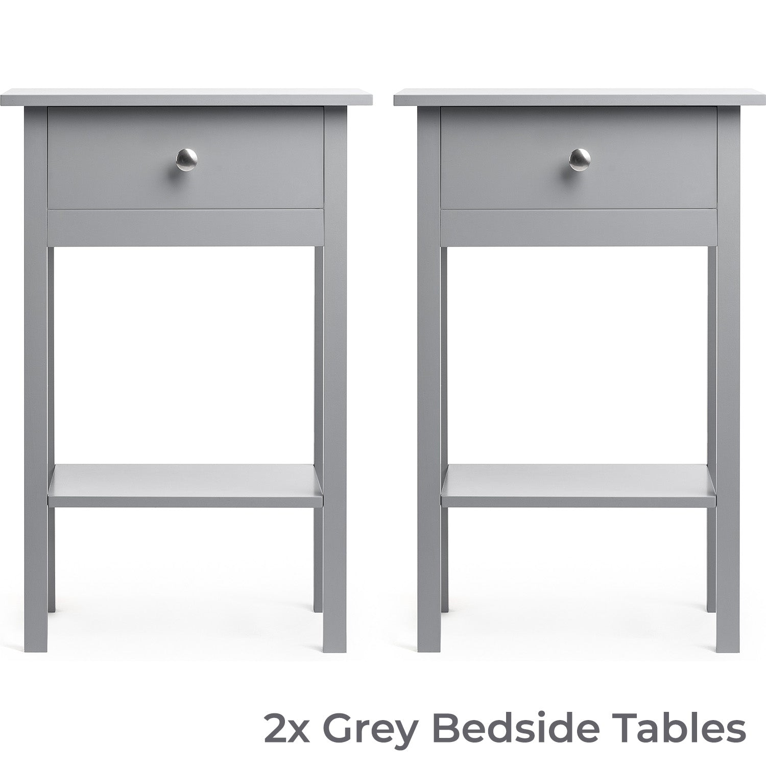 Bedside Table Pair Bedroom Cabinet Nightstand With Drawer & Shelf Christow