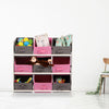 Wooden Storage Unit With 9 Baskets Toy Organiser Storage Unit Non Woven Baskets