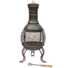Steel Chiminea Large Fire Pit Garden Outdoor Patio BBQ Heater 110cm Black & Gold