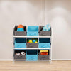 Wooden Storage Unit With 9 Baskets Toy Organiser Storage Unit Non Woven Baskets