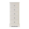 Romance Tallboy. White narrow chest with 5 drawers and crystal handles.ASSEMB