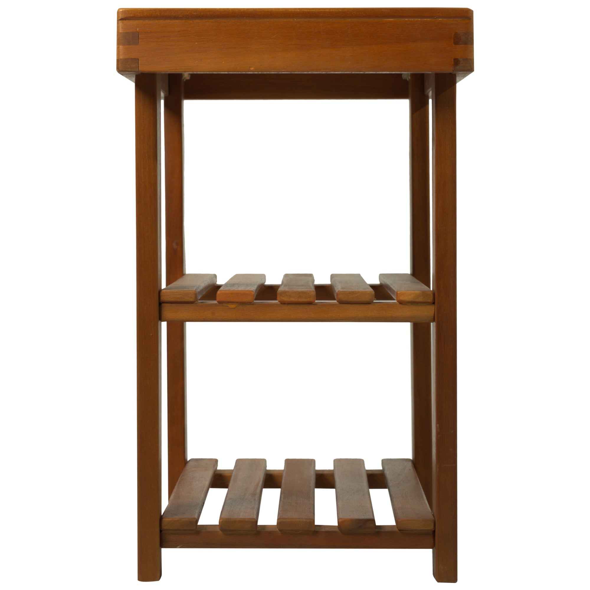 3-tier Shoe Rack Footstool Storage Shelf Organiser Acacia Wood Teak Colour