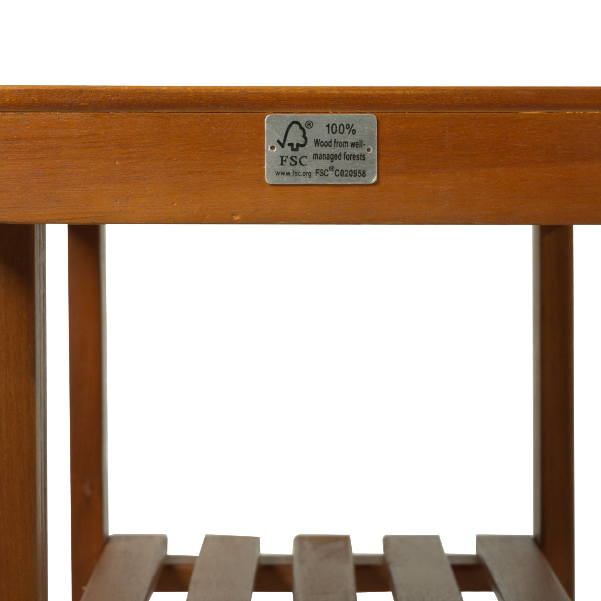 3-tier Shoe Rack Footstool Storage Shelf Organiser Acacia Wood Teak Colour