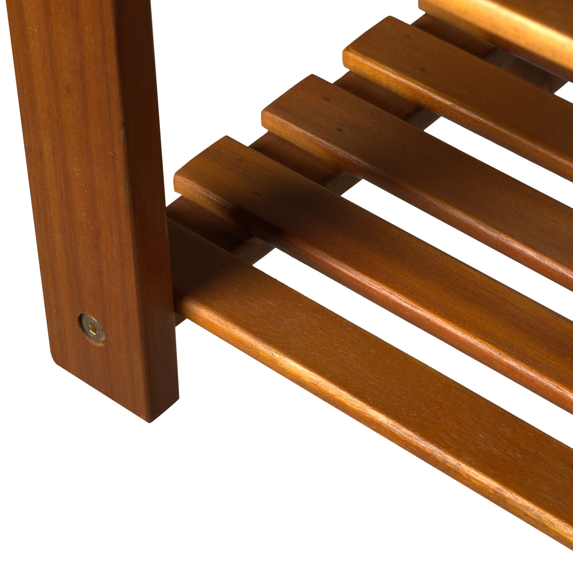 3-tier Shoe Rack Footstool Storage Shelf Organiser Acacia Wood Teak Colour