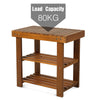 3-tier Shoe Rack Footstool Storage Shelf Organiser Acacia Wood Teak Colour