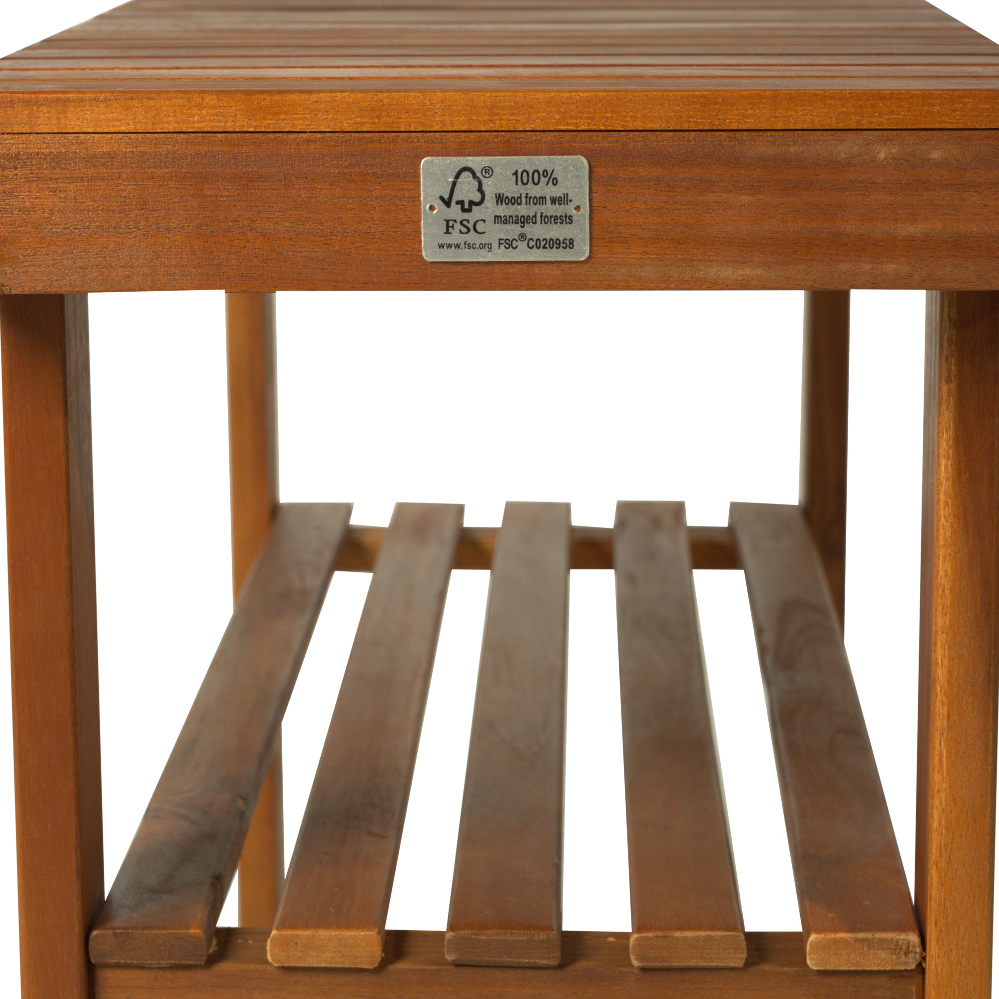 3-tier Shoe Rack Footstool Storage Shelf Organiser Acacia Wood Teak Colour