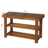 3-tier Shoe Rack Footstool Storage Shelf Organiser Acacia Wood Teak Colour