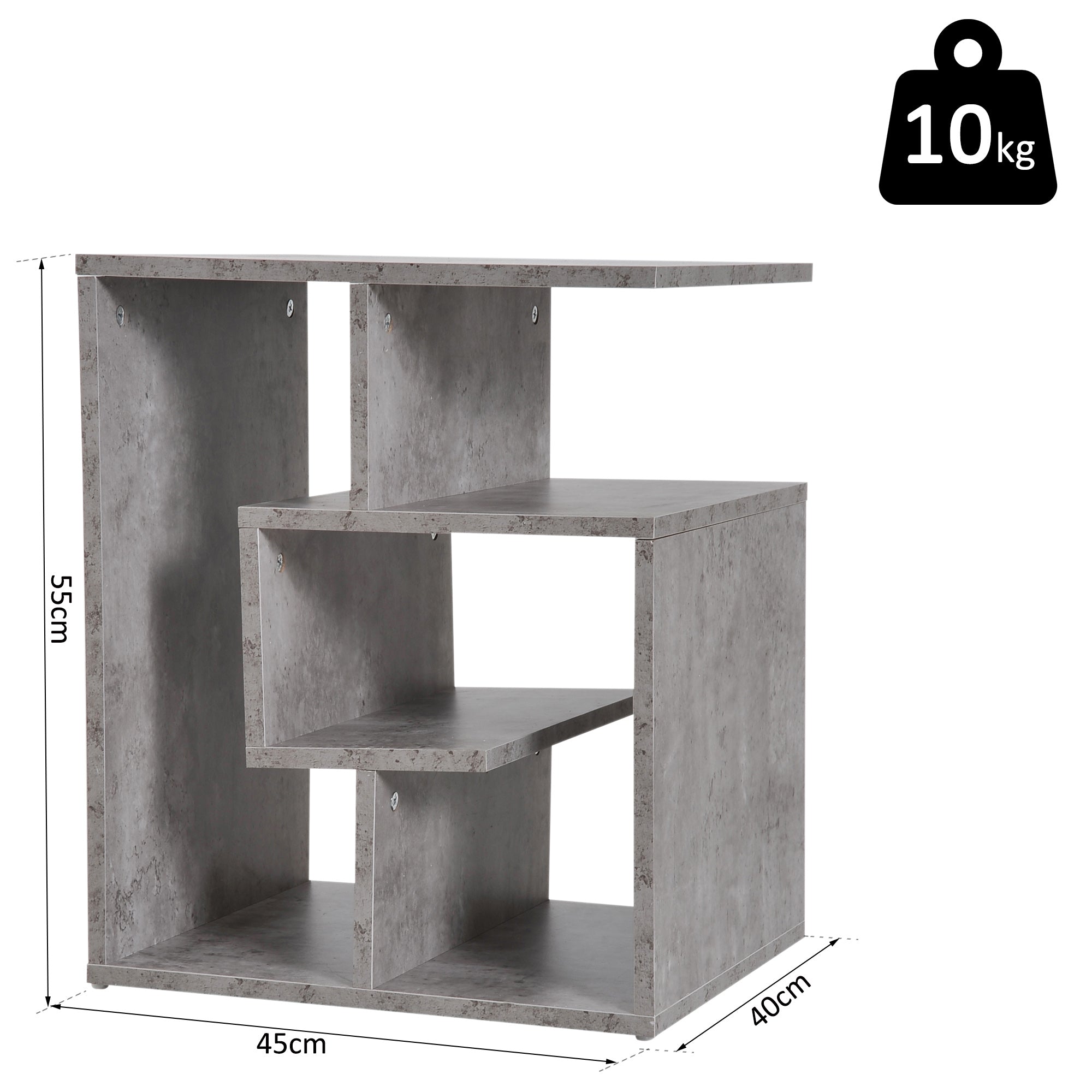 3-Tier Side End Table Open Shelves Storage Coffee Book Magazine Desk Living Room
