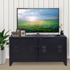 Industrial TV Cabinet Stand Media Center Steel Shelf Doors Storage System