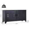 Industrial TV Cabinet Stand Media Center Steel Shelf Doors Storage System