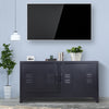 Industrial TV Cabinet Stand Media Center Steel Shelf Doors Storage System