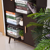 Open Bookcase Shelves Unit Storage Cabinet Wooden Display w/ Two Doors